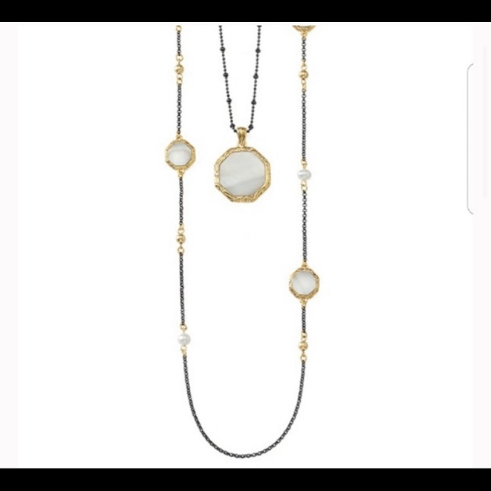 LIA SOPHIA FOUNDRY 18-21" & 38-41" MATTE GOLD MOTHER OF PEARL 3in1 NECKLACE